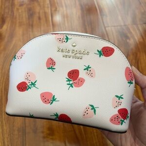 Kate Spade White and Red Strawberry Pouch
